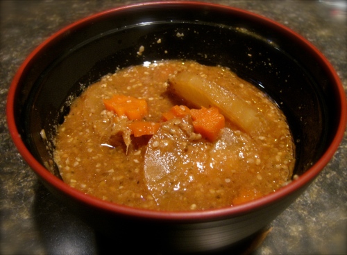 Simmered daikon and carrot © 2012, Juniper Stokes